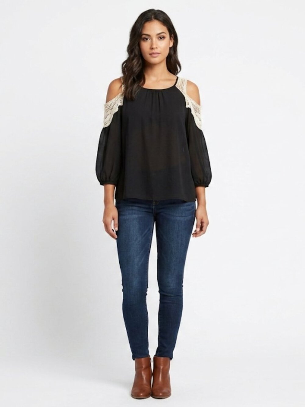 American Dream Crocheted Cold Shoulder Blouse Top Boho Plus Size 1X